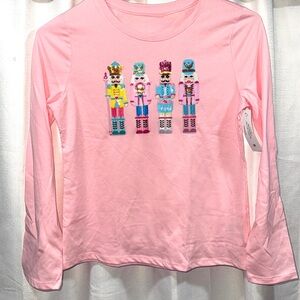 Pink Kids Long Sleeve Shirt with Nutcracker Design
